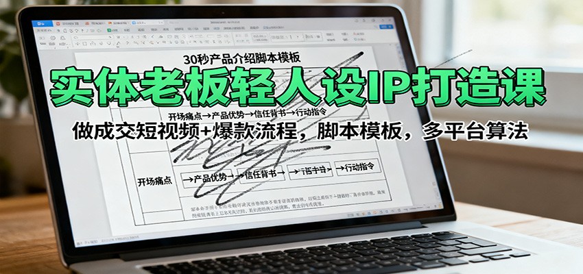 实体老板轻人设IP打造课：做成交短视频+爆款流程，脚本模板，多平台算法 - 吾爱随笔资源网