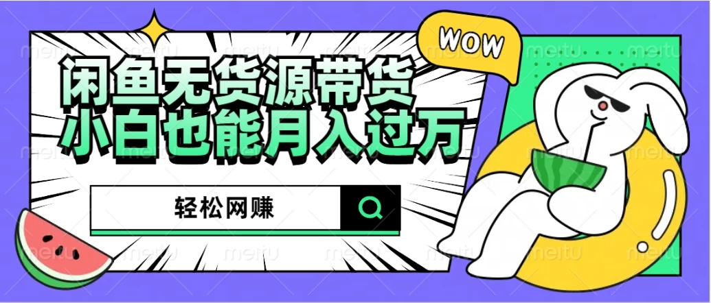 闲鱼无货源带货，轻松网赚，小白也能月入过万的秘密武器 - 吾爱随笔资源网
