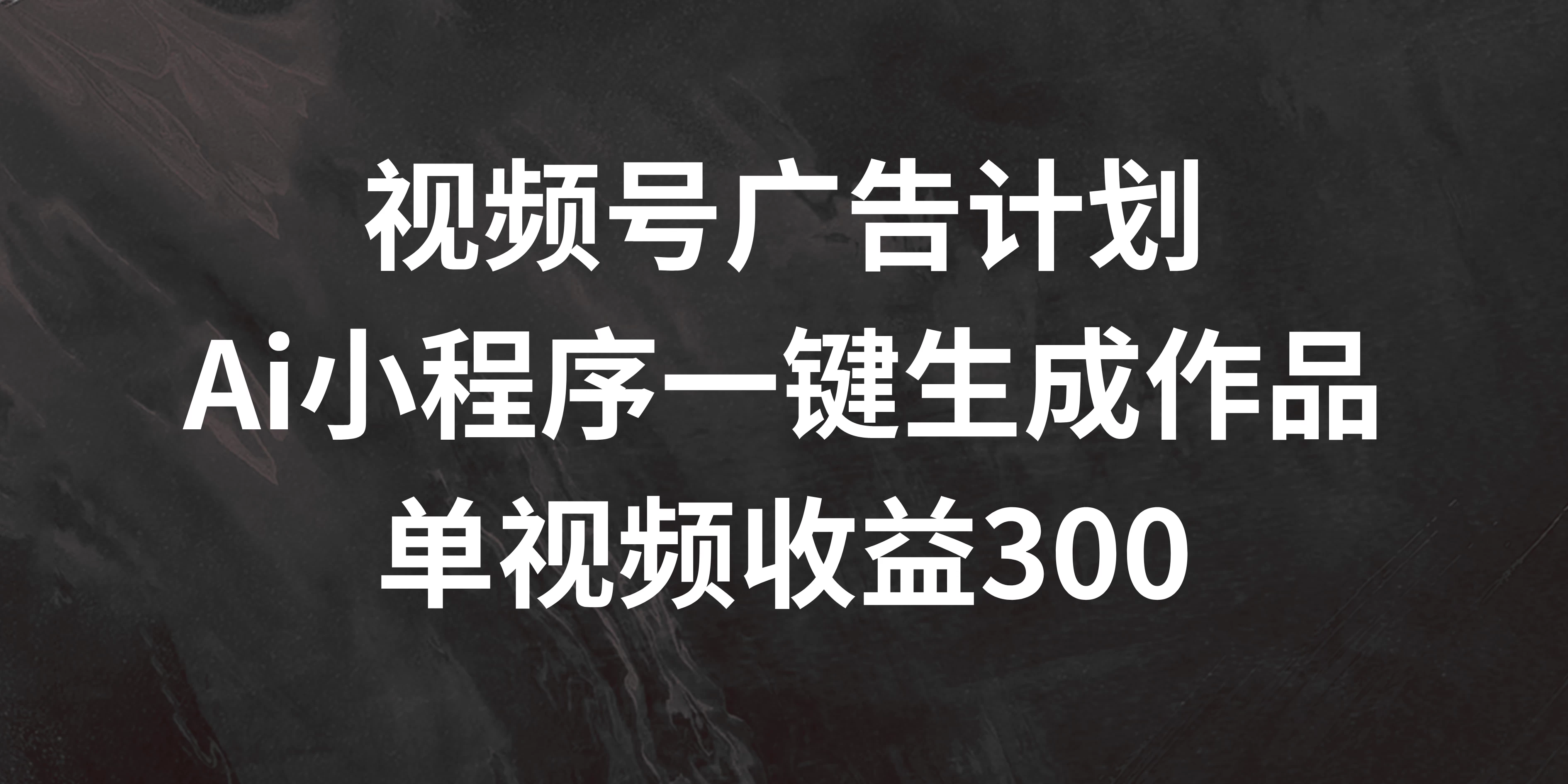 视频号广告计划 ，AI小程序一键生成作品， 单视频收益300+ - 吾爱随笔资源网