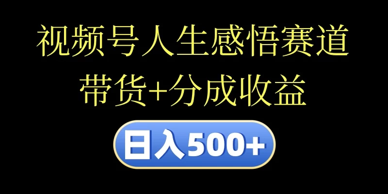 视频号人生感悟赛道，带货+分成收益，日入500+，10分钟做一个视频 - 吾爱随笔资源网