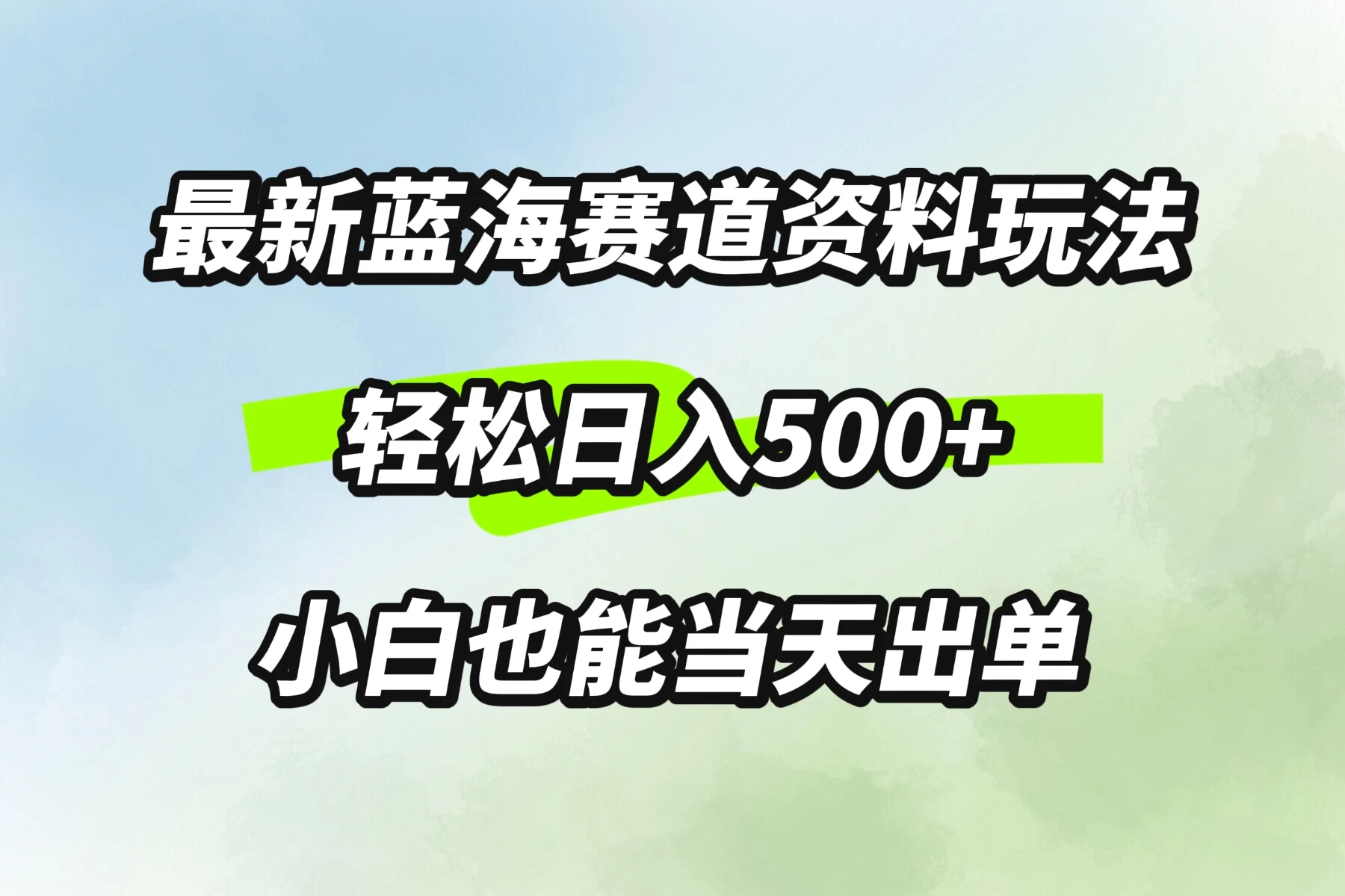 最新蓝海赛道资料玩法，轻松日入500+，小白也能当天出单 - 吾爱随笔资源网