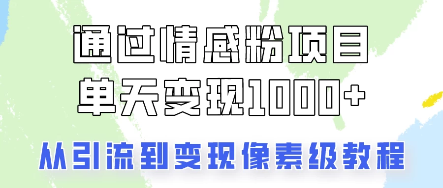 关于情感粉变现项目，我是怎么做到单天赚1000+的？从引流到变现像素级教程 - 吾爱随笔资源网