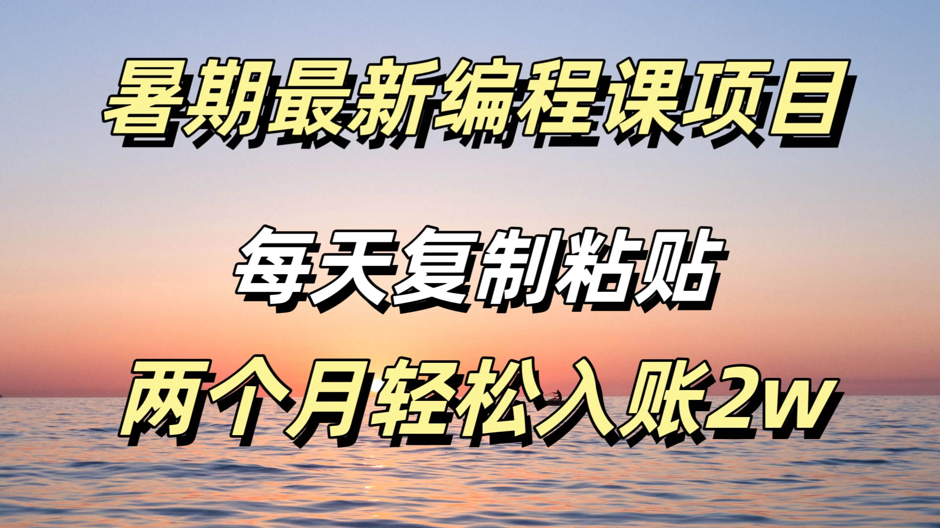 暑期最新编程课项目，简单易上手，只需复制粘贴，2w轻松到手 - 吾爱随笔资源网