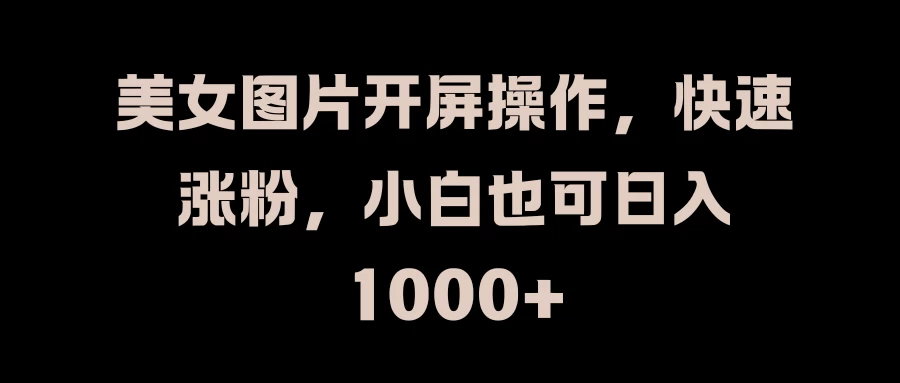 美女图片开屏操作,快速涨粉,小白也可日入1000+ - 吾爱随笔资源网