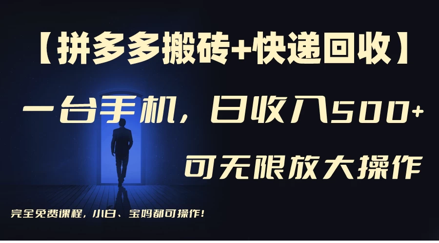 拼多多搬砖+快递回收,日入500+,多号矩阵收益无上限 - 吾爱随笔资源网