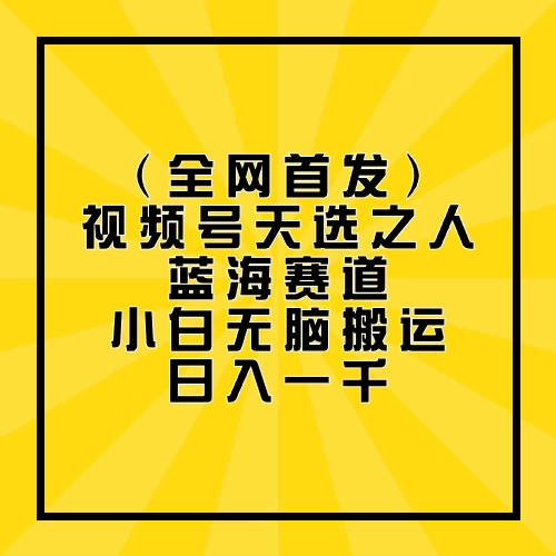 全网首发，视频号天选之人蓝海赛道，小白无脑搬运日入一千 - 吾爱随笔资源网