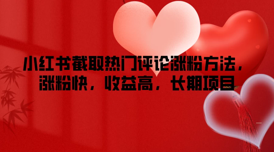 小红书截取热门评论涨粉方法，涨粉快，收益高，长期项目 - 吾爱随笔资源网