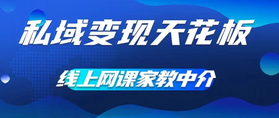 私域变现天花板，网课家教中介，只做渠道和流量，让大学生给你打工、0成本实现月入五位数 - 吾爱随笔资源网