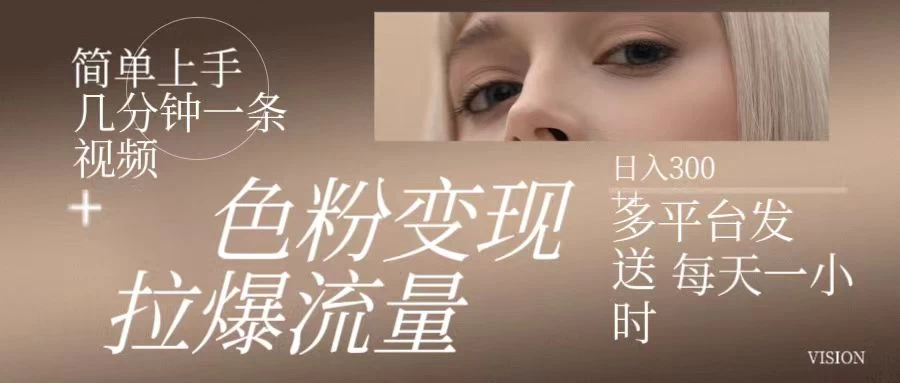 色粉变现，拉爆流量，简单上手几分钟一条视频，多平台发送每天一小时，日入300+ - 吾爱随笔资源网