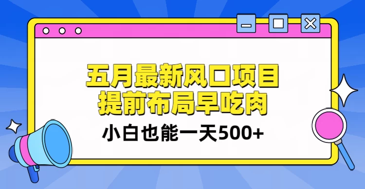 5月最新风口项目，提前布局早吃肉，小白也能一天暴利500+ - 吾爱随笔资源网
