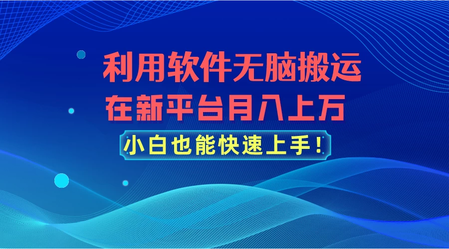 利用软件无脑搬运，在新平台月入上万，小白也能快速上手 - 吾爱随笔资源网