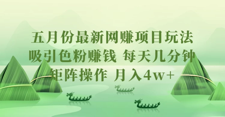 五月份最新网赚项目玩法，吸引色粉赚钱，每天几分钟，矩阵做号，月入4万+ - 吾爱随笔资源网