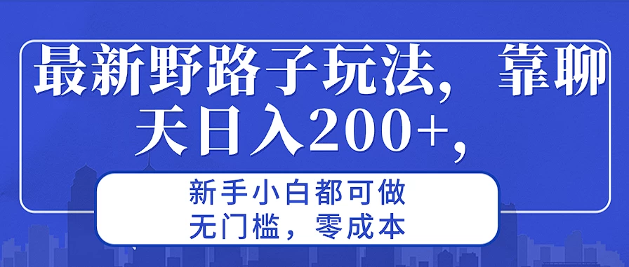 最新野路子玩法，靠聊天日入200+，新手小白都可做，无门槛，零成本 - 吾爱随笔资源网
