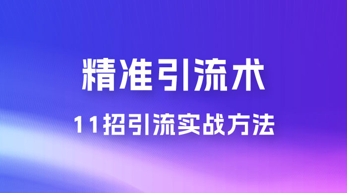 精准引流术：11 招引流实战方法，让你私域流量加到爆（共 11 课） - 吾爱随笔资源网