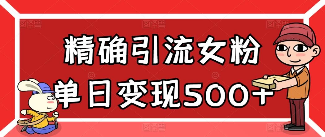 精确引流女粉，单日变现500+，高复购，保姆级教程 - 吾爱随笔资源网