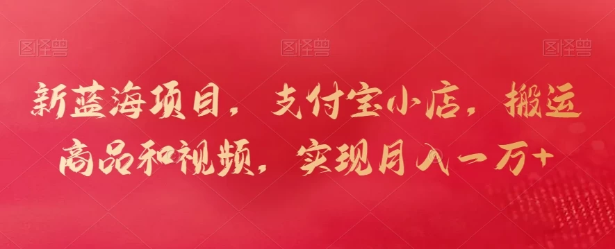 新蓝海项目，支付宝小店，搬运商品和视频，实现月入一万+ - 吾爱随笔资源网
