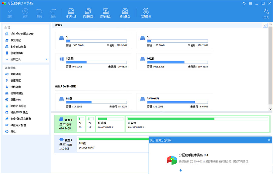 分区助手技术员版 AOMEI Partition Assistant v9.12 绿色版 - 吾爱随笔资源网