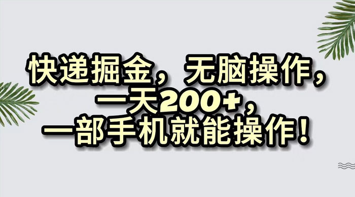 快递掘金，无脑搬运，一天 200+，一部手机就能操作 - 吾爱随笔资源网