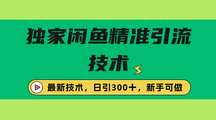 独家闲鱼引流技术，日引 300+ 实战玩法 - 吾爱随笔资源网