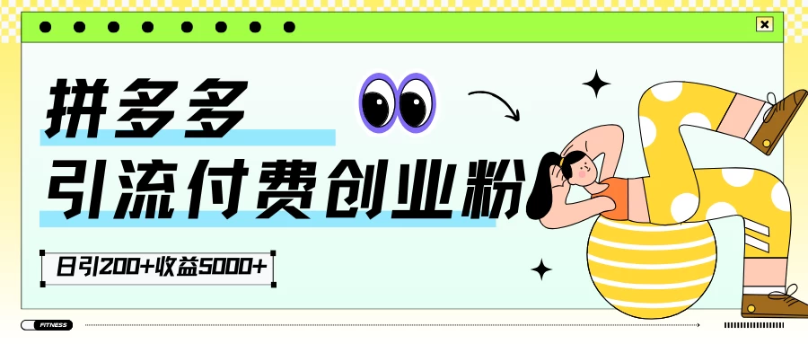拼多多引流付费创业粉，日引200+，收益5000+ - 吾爱随笔资源网