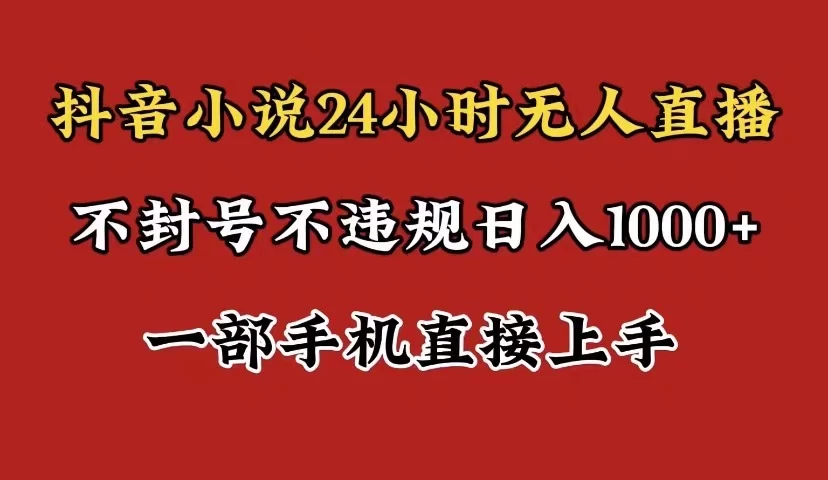 抖音小说无人直播日入1000+，不封号不违规，24小时无人直播，一部手机直接上手，保姆式教学 - 吾爱随笔资源网