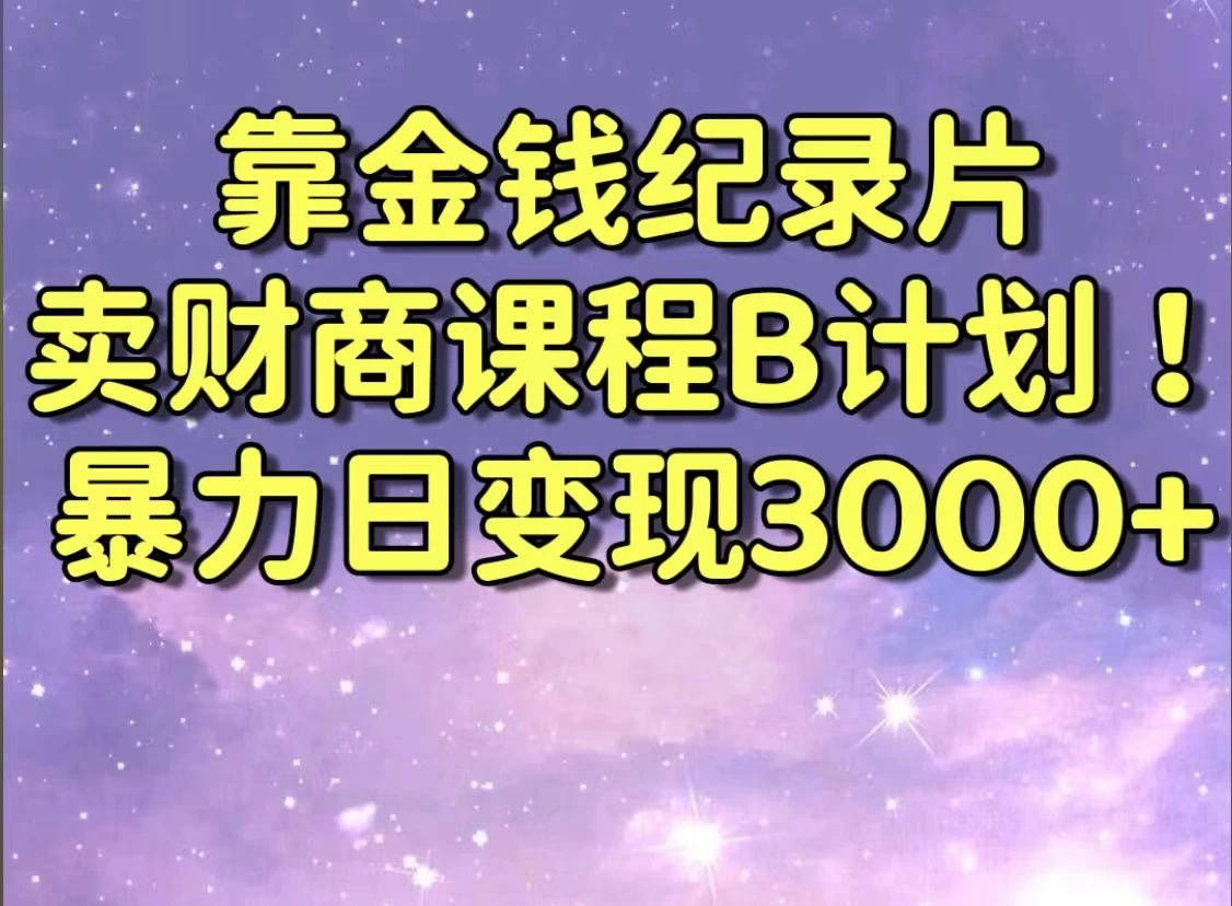 靠金钱纪录片卖财商课程，暴力日变现3000+，喂饭级干货教学！！ - 吾爱随笔资源网