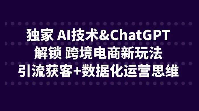 独家 AI 技术 ChatGPT 解锁跨境电商新玩法：引流获客 + 数据化运营思维 - 吾爱随笔资源网