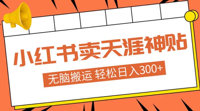 蓝海项目，小红书卖天涯神贴，无脑搬运，一部手机轻松日入300+ - 吾爱随笔资源网
