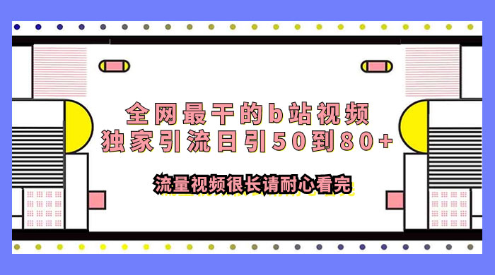 全网最干的 B 站视频独家引流，日引 50~80+ 流量 - 吾爱随笔资源网