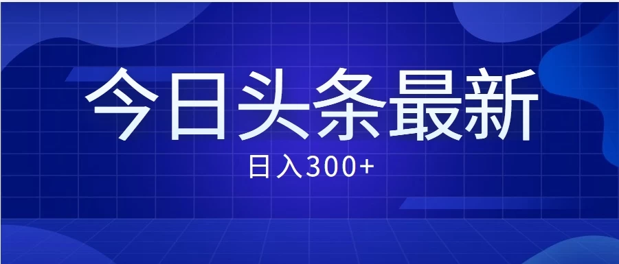 价值999的最新头条玩法，每天收入300+ - 吾爱随笔资源网