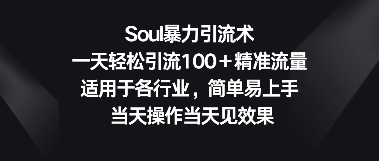 Soul暴力引流术，一天轻松引流100＋精准流量，适用于各行业，简单易上手 当天操作当天见效果 - 吾爱随笔资源网