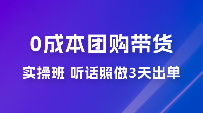 点金手 0 成本团购带货实操班，听话照做 3 天出单 - 吾爱随笔资源网