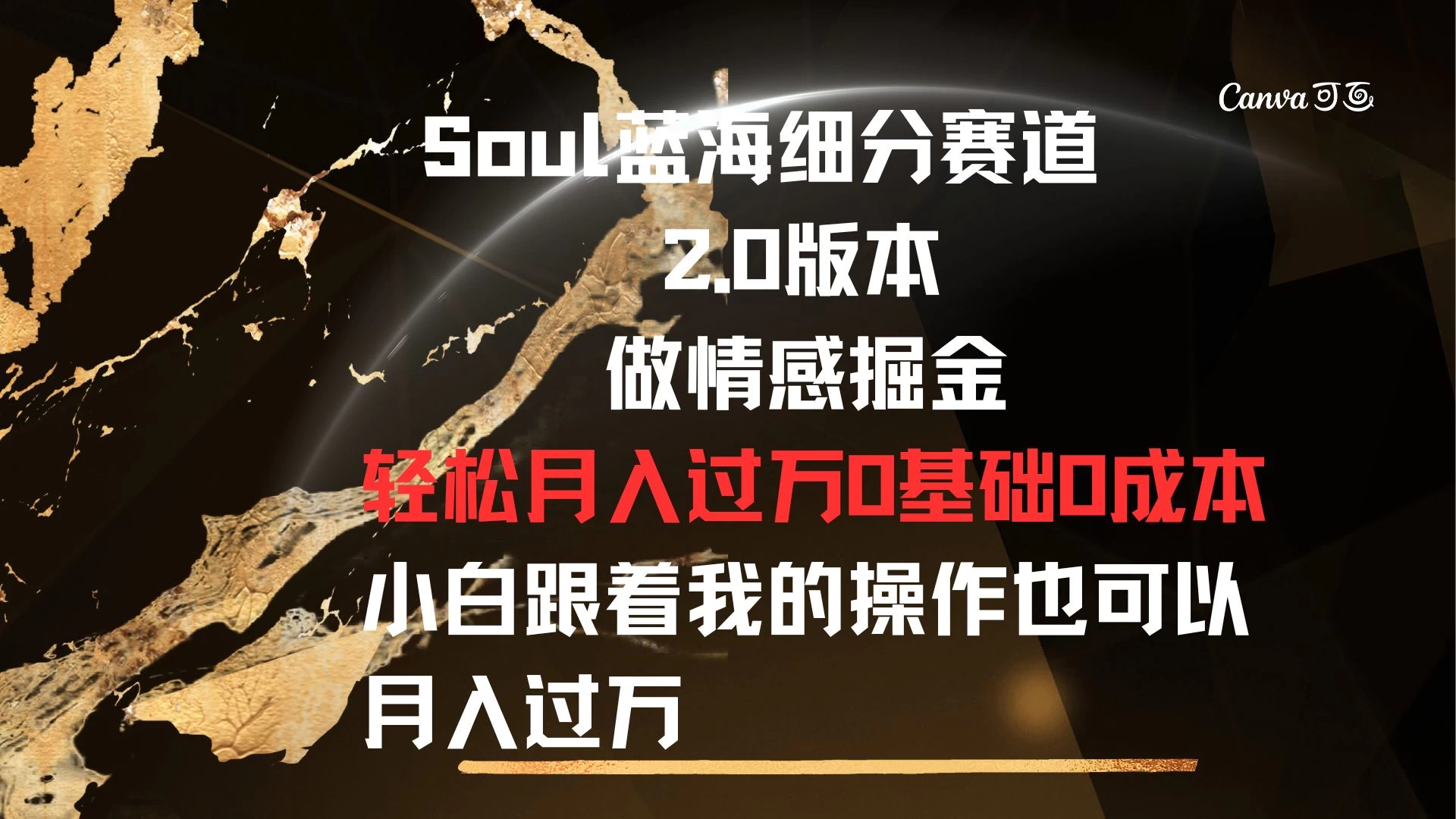 Soul蓝海细分赛道，2.0版本，做情感掘金，轻松月入过万，0基础，0成本，小白跟着我的操作也可以月入过万 - 吾爱随笔资源网
