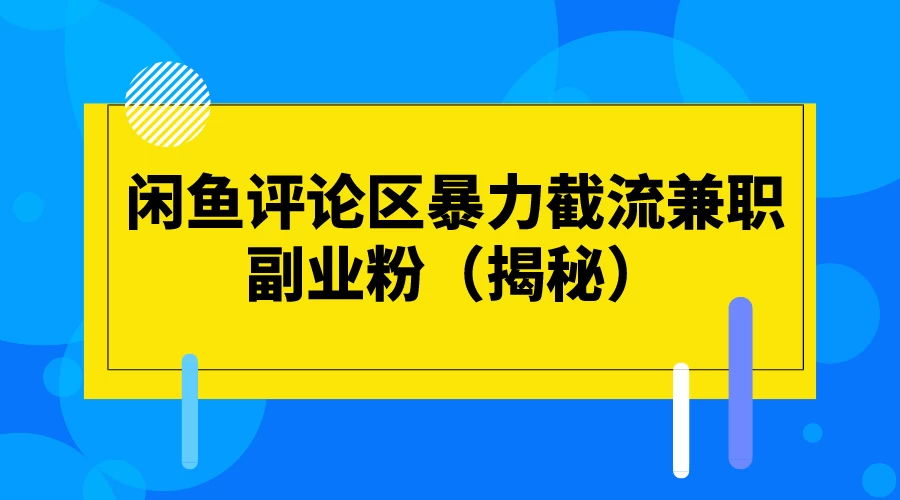闲鱼评论区暴力截流兼职副业粉（揭秘） - 吾爱随笔资源网