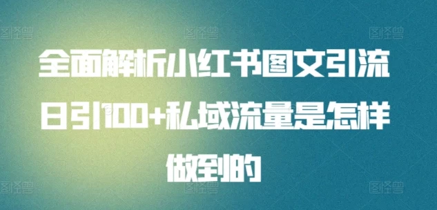 全面解析小红书图文引流日引100私域流量是怎样做到的 - 吾爱随笔资源网