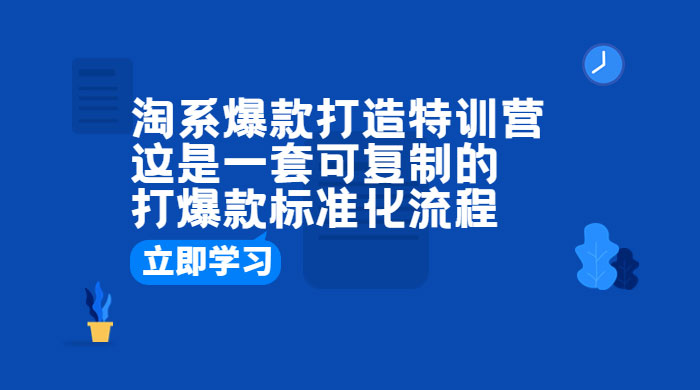 淘系爆款打造特训营：这是一套可复制的打爆款标准化流程 - 吾爱随笔资源网
