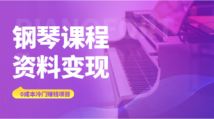 钢琴课程资料变现副业项目，虚拟资源 0 成本，冷门赚钱项目 - 吾爱随笔资源网