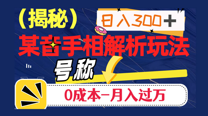 抖音手相解析玩法，聊聊天日入 300+，号称 0 成本月入过万 - 吾爱随笔资源网