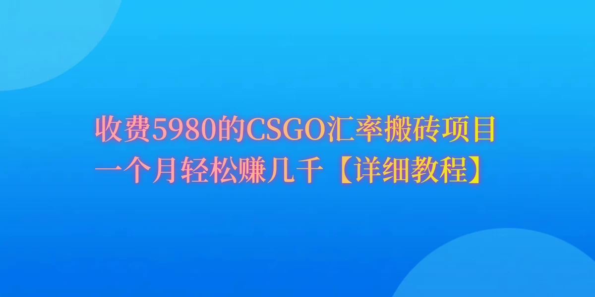 CSGO装备搬砖，月综合收益率高达60%，你也可以！ - 吾爱随笔资源网