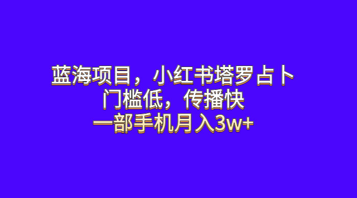 蓝海项目，小红书塔罗占卜：门槛低，传播快，一部手机月入五位数 - 吾爱随笔资源网