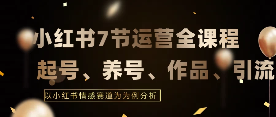 最新的7节小红书运营实战全教程，结合最新情感赛道，打通小红书运营全流程 - 吾爱随笔资源网