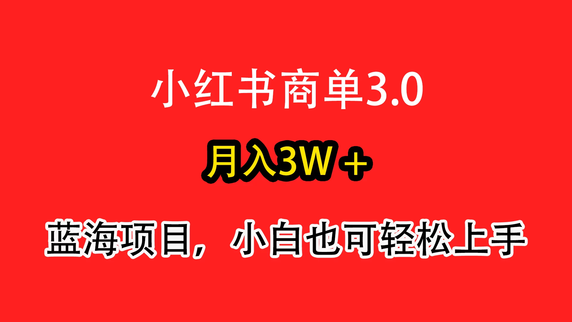 小红书商单3.0，月入3w＋，蓝海项目，小白轻松上手 - 吾爱随笔资源网