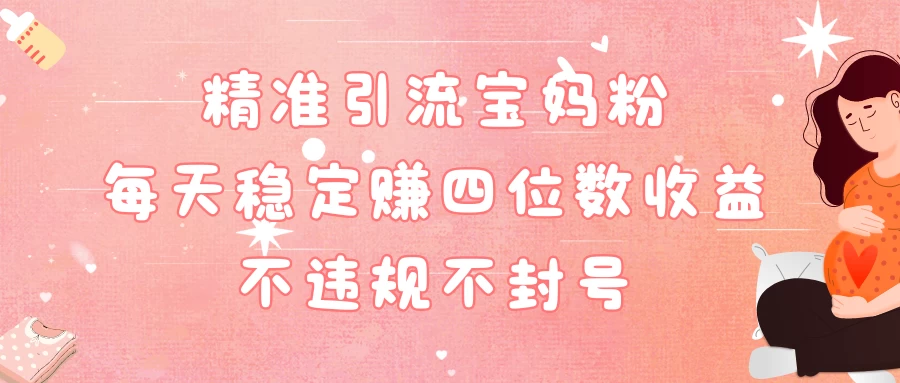 精准引流宝妈粉每天稳定赚四位数收益小白可以操作 - 吾爱随笔资源网