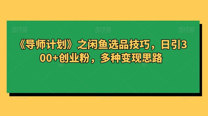 闲鱼选品技巧，日引 300+ 创业粉，多种变现思路 - 吾爱随笔资源网