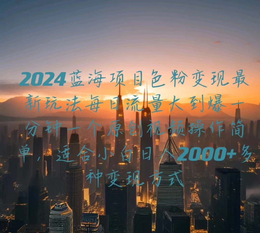 2024蓝海项目，色粉变现最新玩法，每日流量大到爆，一分钟一个原创视频操作简单适合小白，日入2000+多种变现方式 - 吾爱随笔资源网