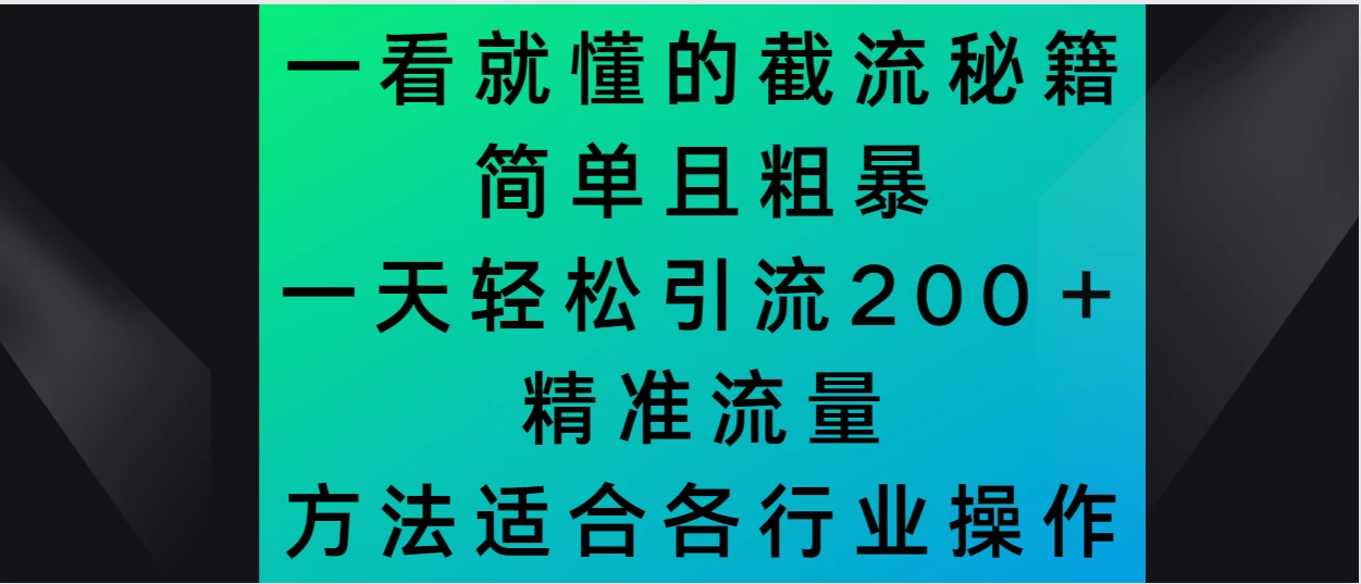 一看就懂的截流秘籍，简单粗暴，一天轻松引流200＋精准流量 方法适合各个行业操作 - 吾爱随笔资源网