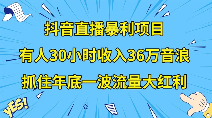 抖音直播暴利项目，有人 30 小时收入 36 万音浪，公司宣传片年会视频制作，抓住年底一波流量大红利 - 吾爱随笔资源网