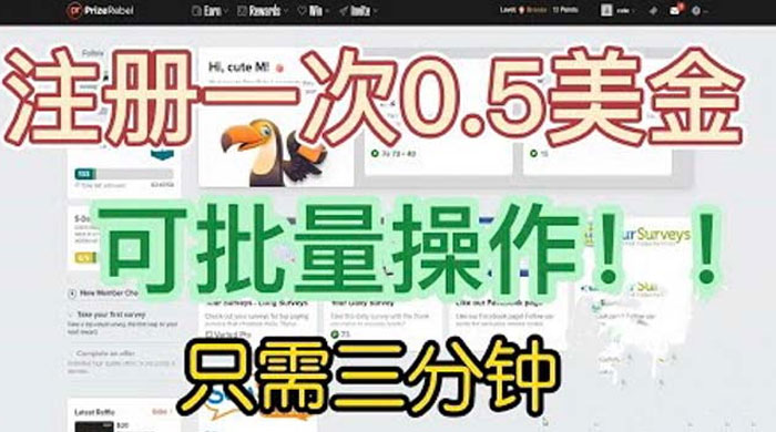 国外注册一次 0.5 美金项目：只需三分钟无脑操作、小白工作室福利 - 吾爱随笔资源网