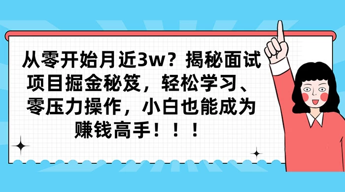 从零开始月入近3w？揭秘面试项目掘金秘笈，轻松学习、零压力操作，小白也能成为赚钱高手 - 吾爱随笔资源网