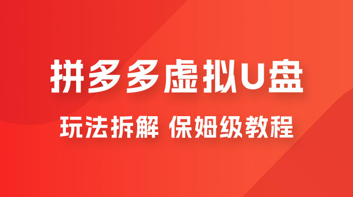 拼多多虚拟 U 盘项目玩法拆解：保姆级教程，详细拆解这套玩法 - 吾爱随笔资源网